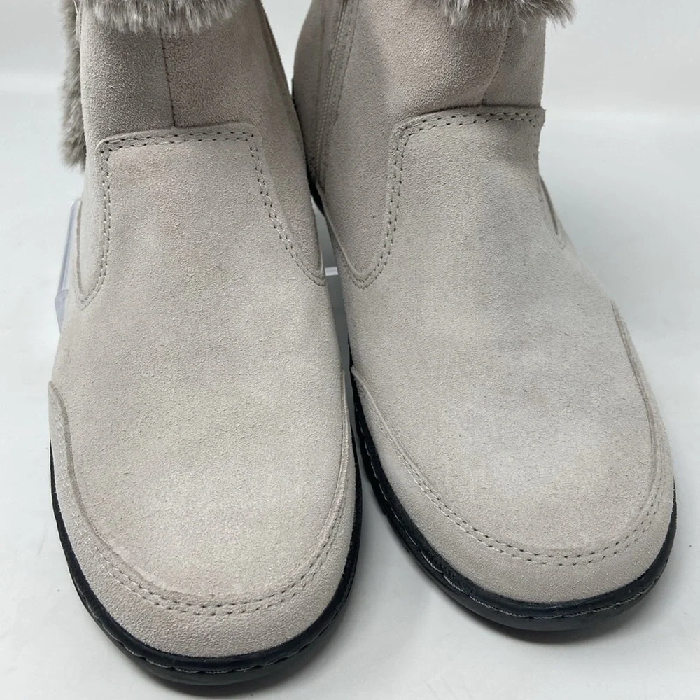 NTW Khombu “Iris” Ankle Winter Boots Cream Genuine Suede Faux Fur Lining